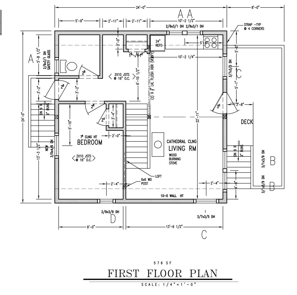Wood 24x24 Cabin Plans With Loft PDF Plans
